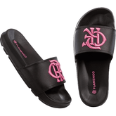 Chinelo Flamengo Slide CRF Bold Bordado Preto/Rosa