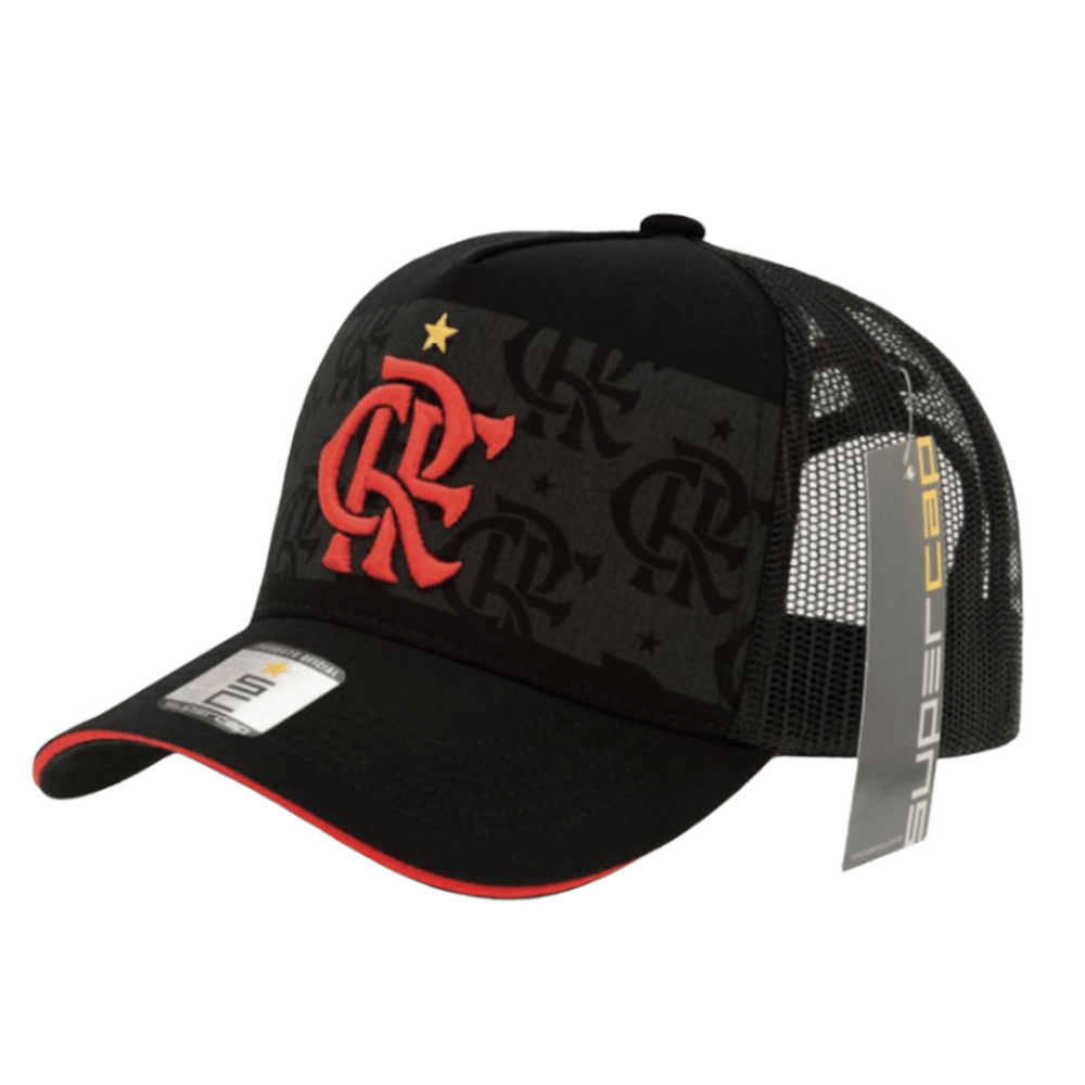 Boné Flamengo Aba Curva Escudo Faixa Frontal Zico Preto Super Cap - UN